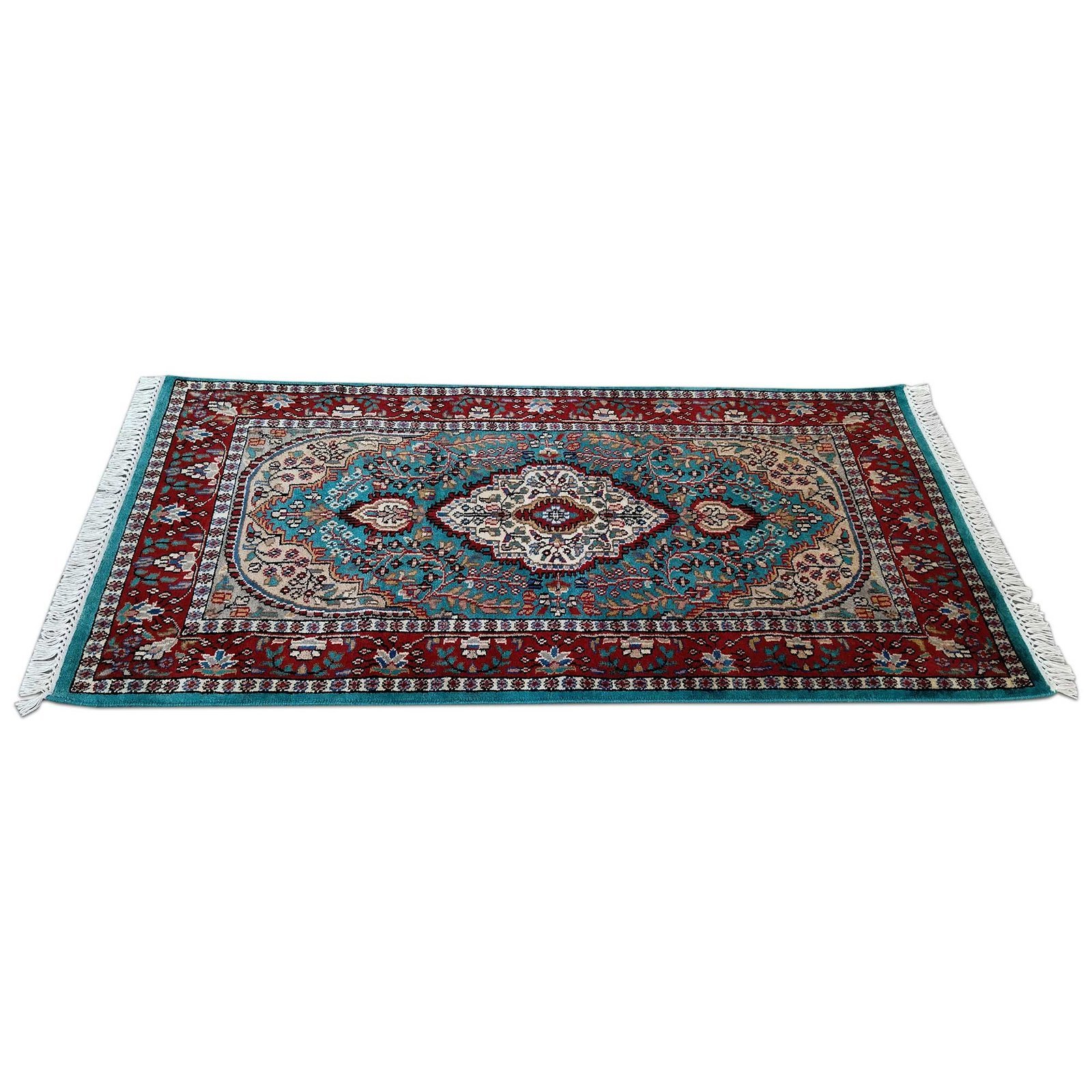 2.5x5 Ft Handmade Turquoise Persian Wool Carpet - Image 3