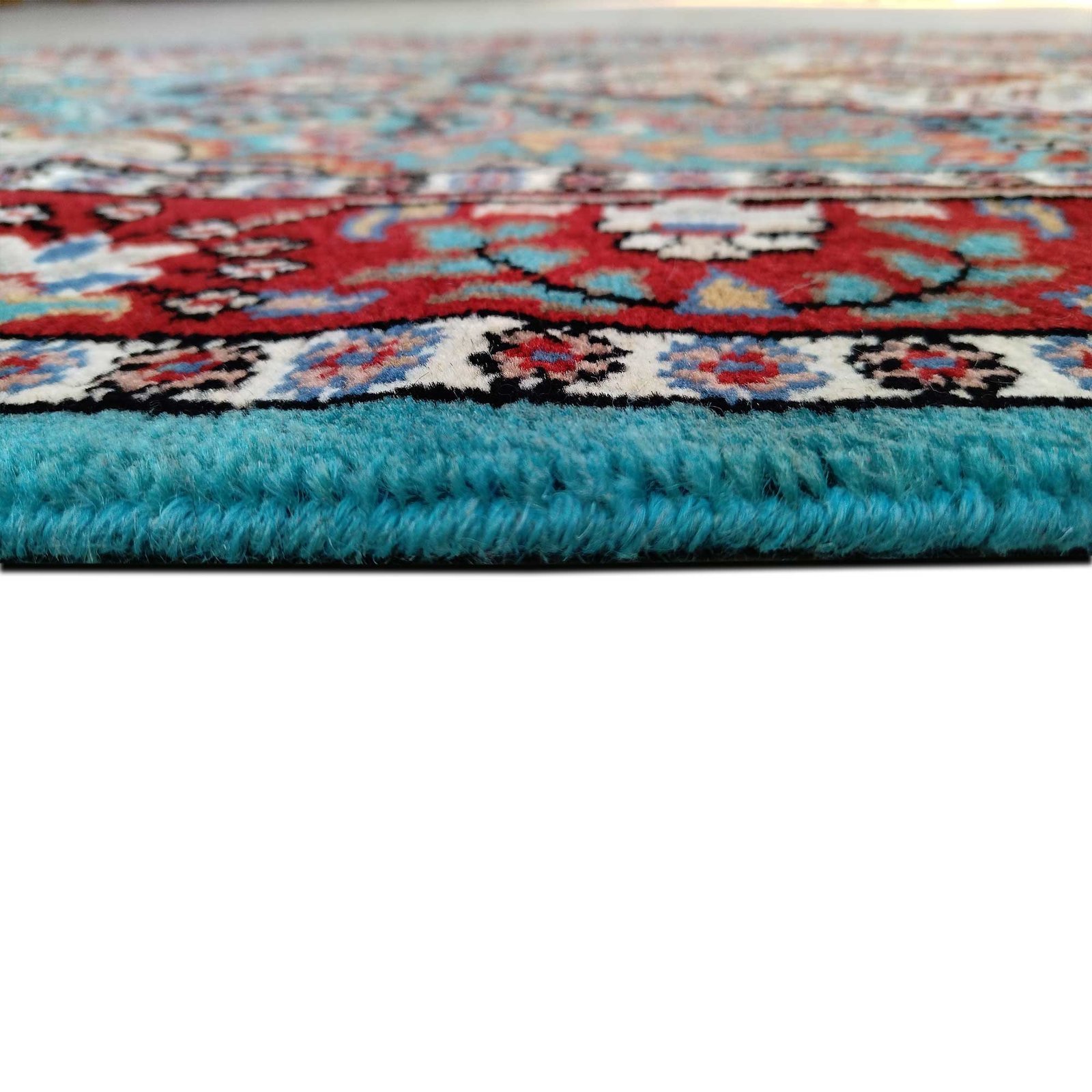 2.5x5 Ft Handmade Turquoise Persian Wool Carpet - Image 4