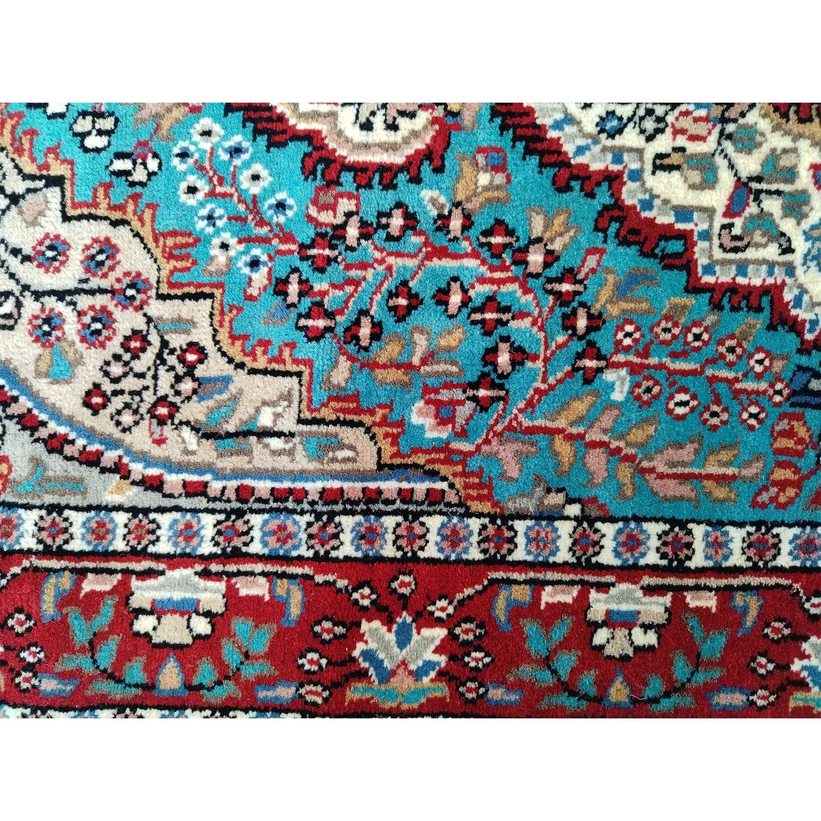 2.5x5 Ft Handmade Turquoise Persian Wool Carpet - Image 5
