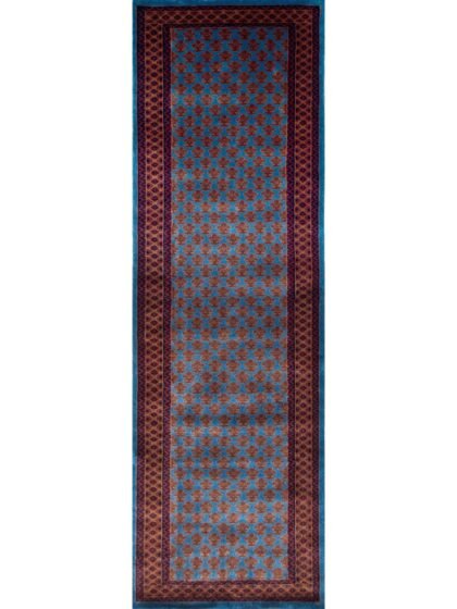 2.5x8 Handmade Hand Knotted Wool Carpet Lichi Blue