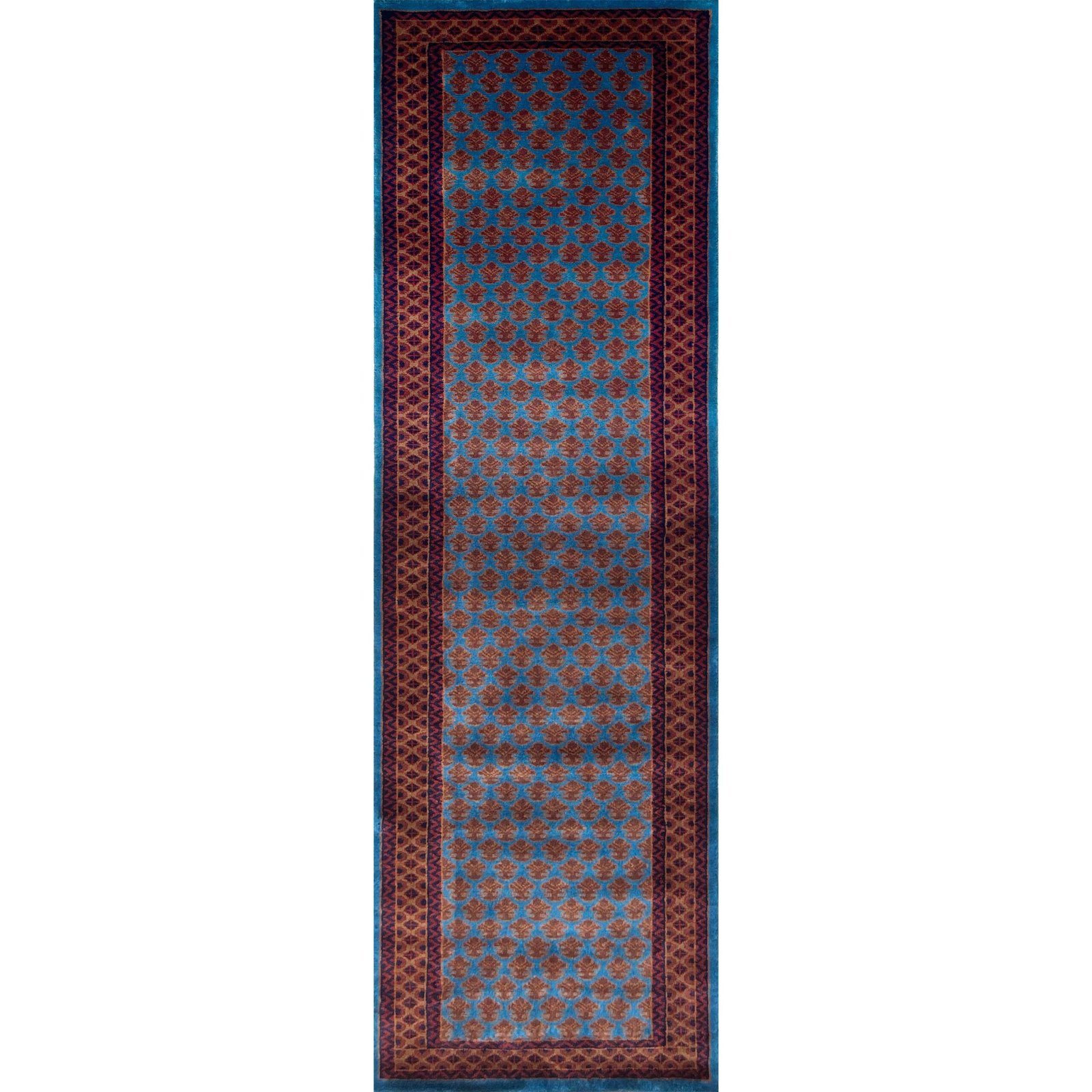 2.5x8 Handmade Hand Knotted Wool Carpet Lichi Blue