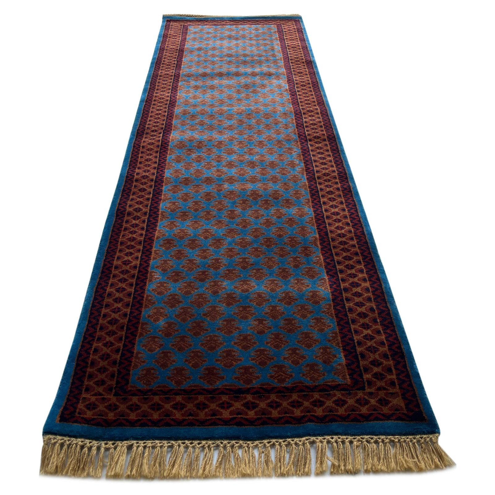 2.5x8 Handmade Hand Knotted Wool Carpet Lichi Blue - Image 2