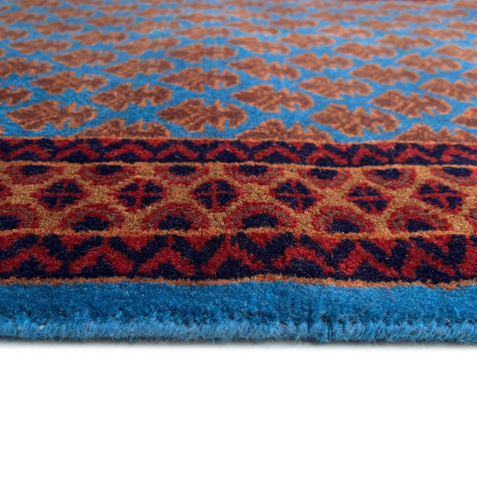 2.5x8 Handmade Hand Knotted Wool Carpet Lichi Blue - Image 5