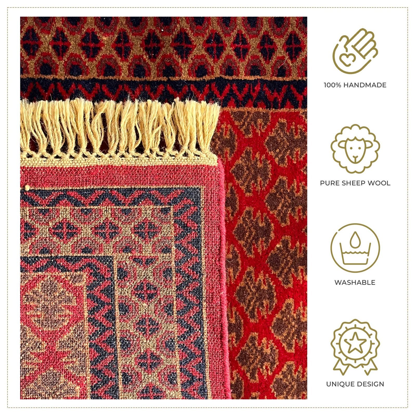 2.5x8 Handmade Hand Knotted Wool Carpet Lichi Red - Image 4