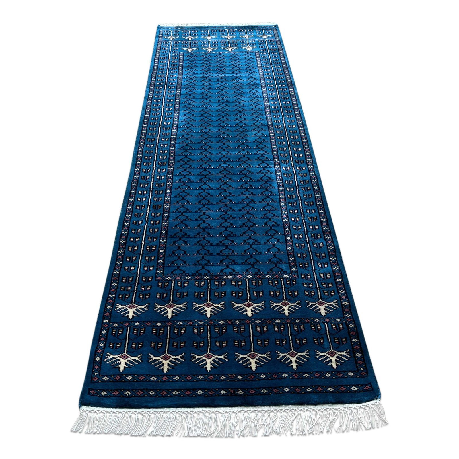 2.5x8 ft Handmade Woolen Carpet Blue Parda - Image 2