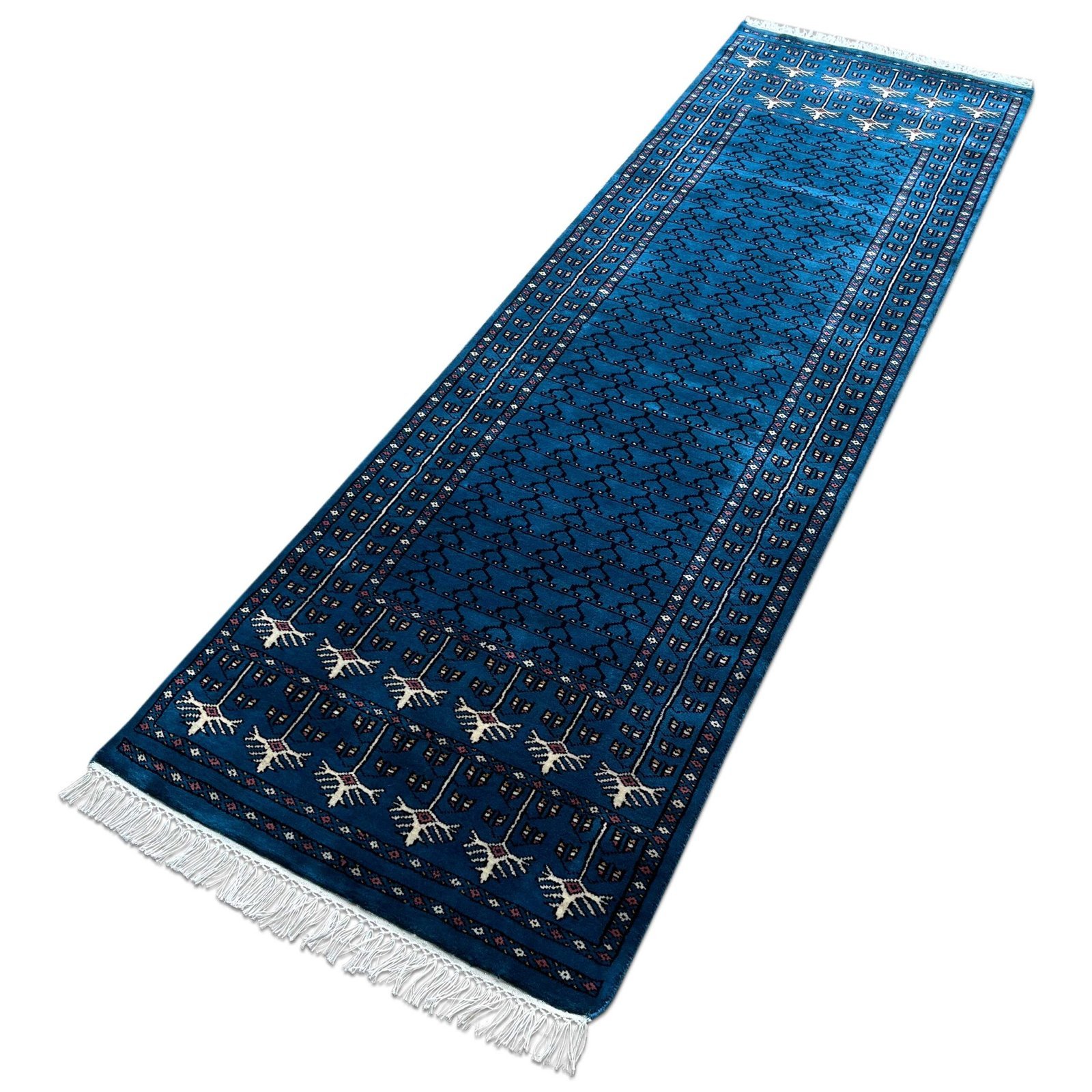 2.5x8 ft Handmade Woolen Carpet Blue Parda - Image 7