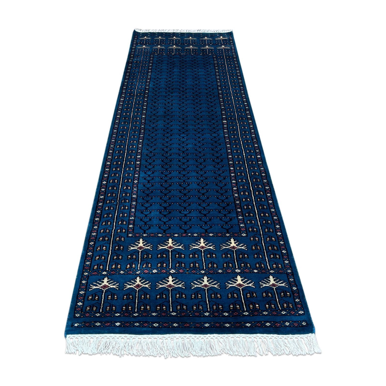 2.5x8 ft Handmade Woolen Carpet Blue Parda - Image 6