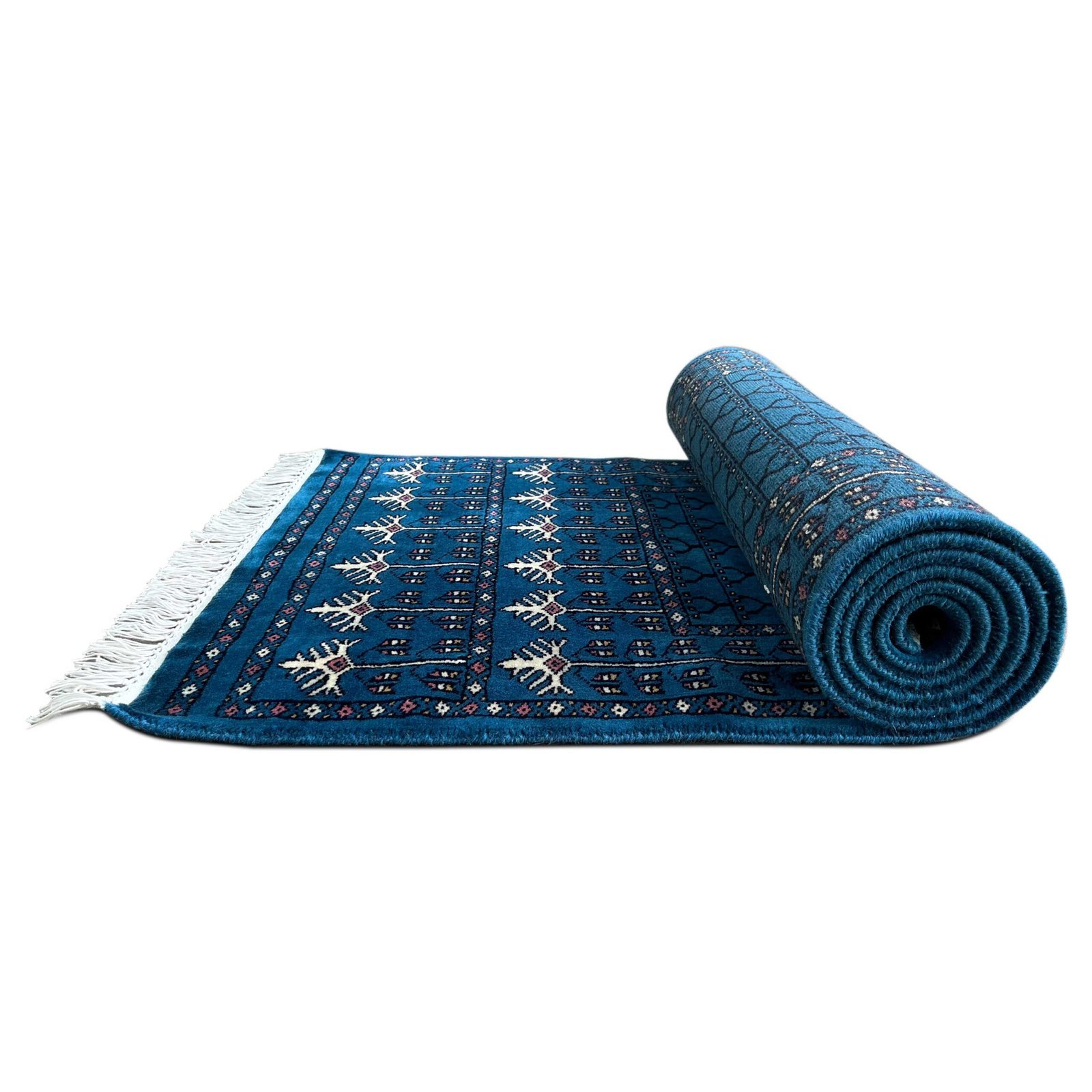 2.5x8 ft Handmade Woolen Carpet Blue Parda - Image 3