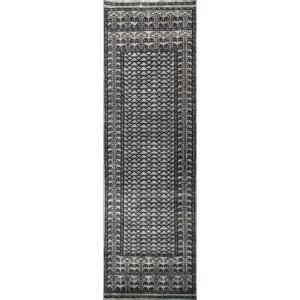 2.5x8 feet Parda Fade Grey Hand Knotted Wool Carpet