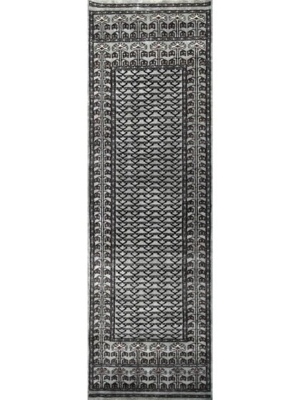 2.5x8 feet Parda Fade Grey Hand Knotted Wool Carpet