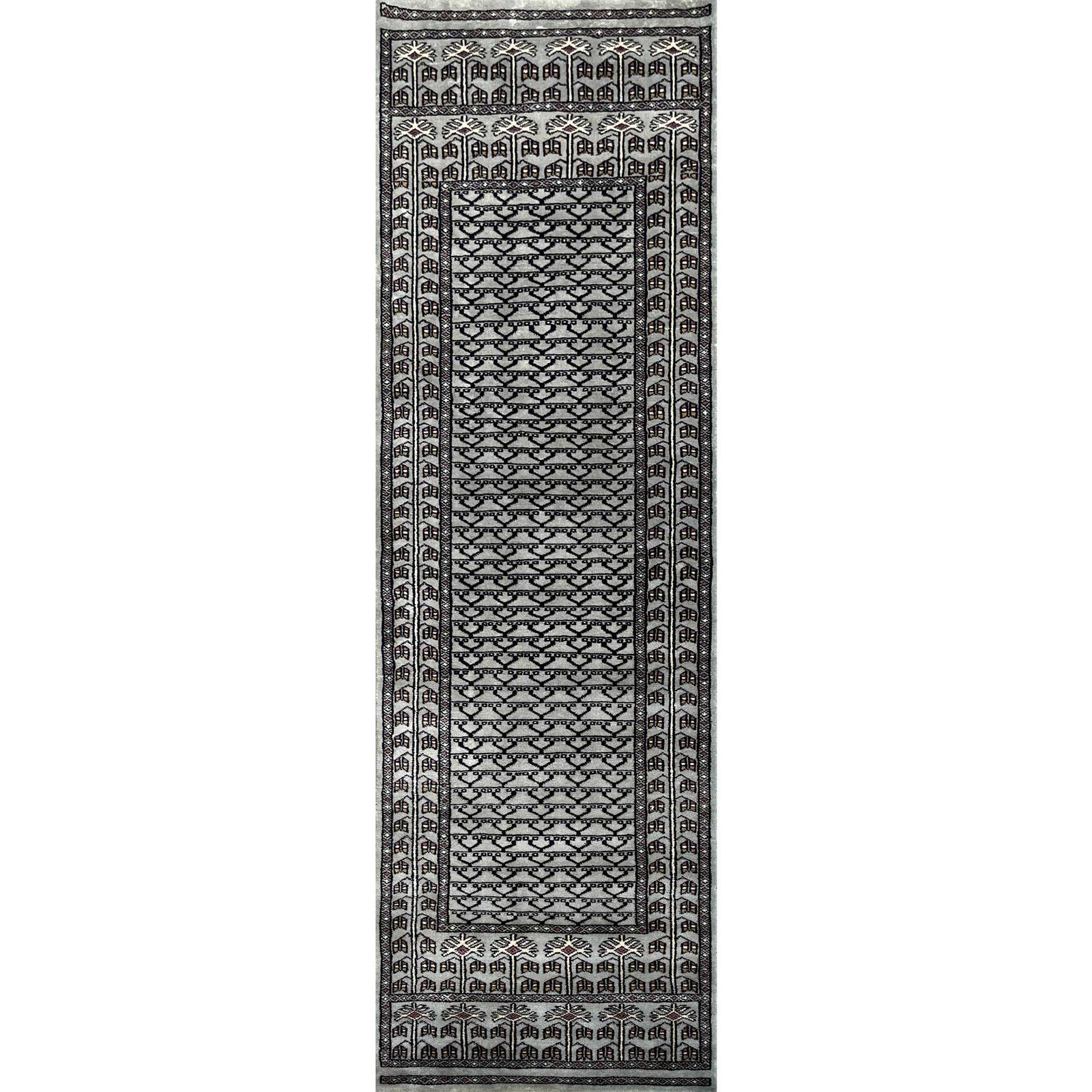 2.5x8 feet Parda Fade Grey Hand Knotted Wool Carpet