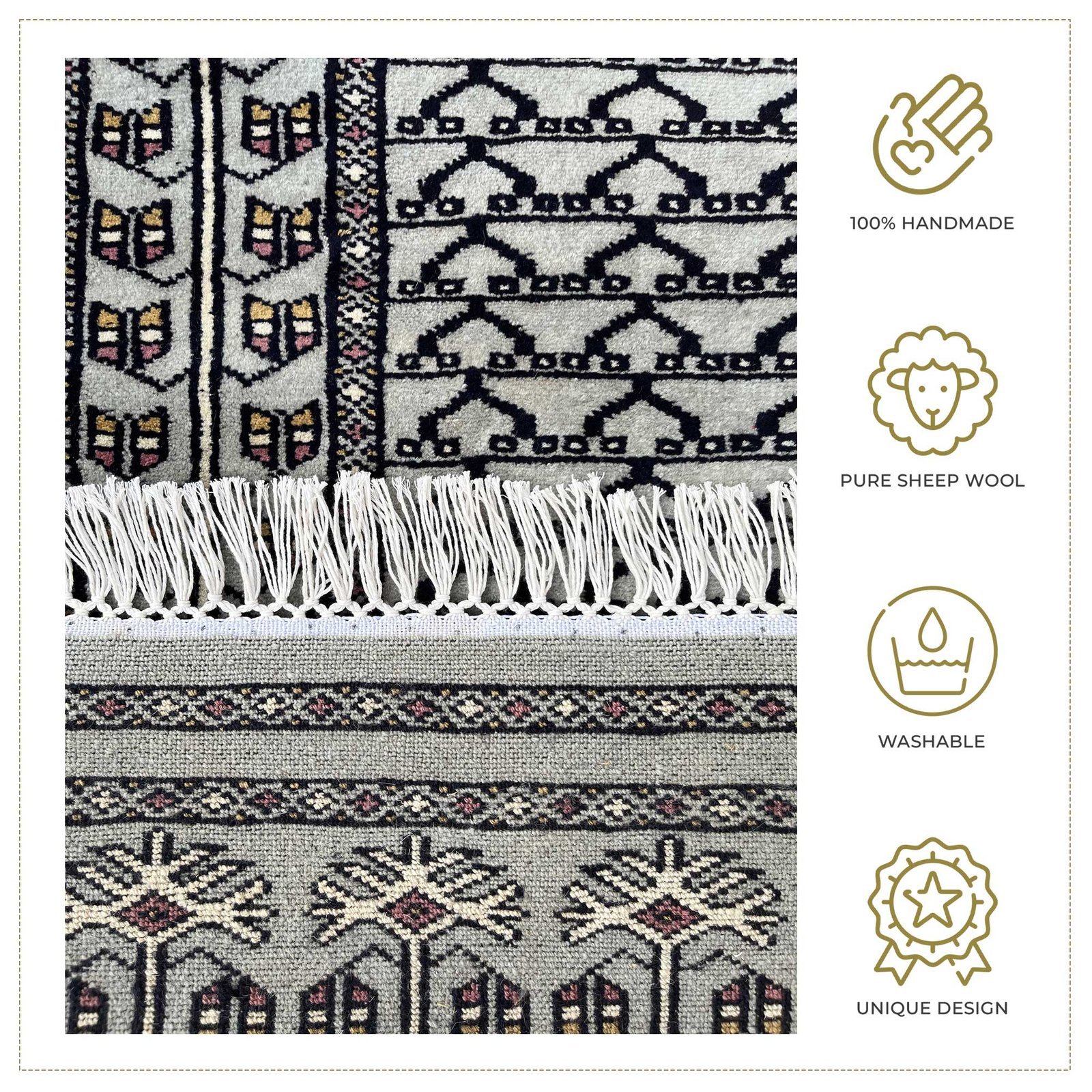 2.5x8 feet Parda Fade Grey Hand Knotted Wool Carpet - Image 2