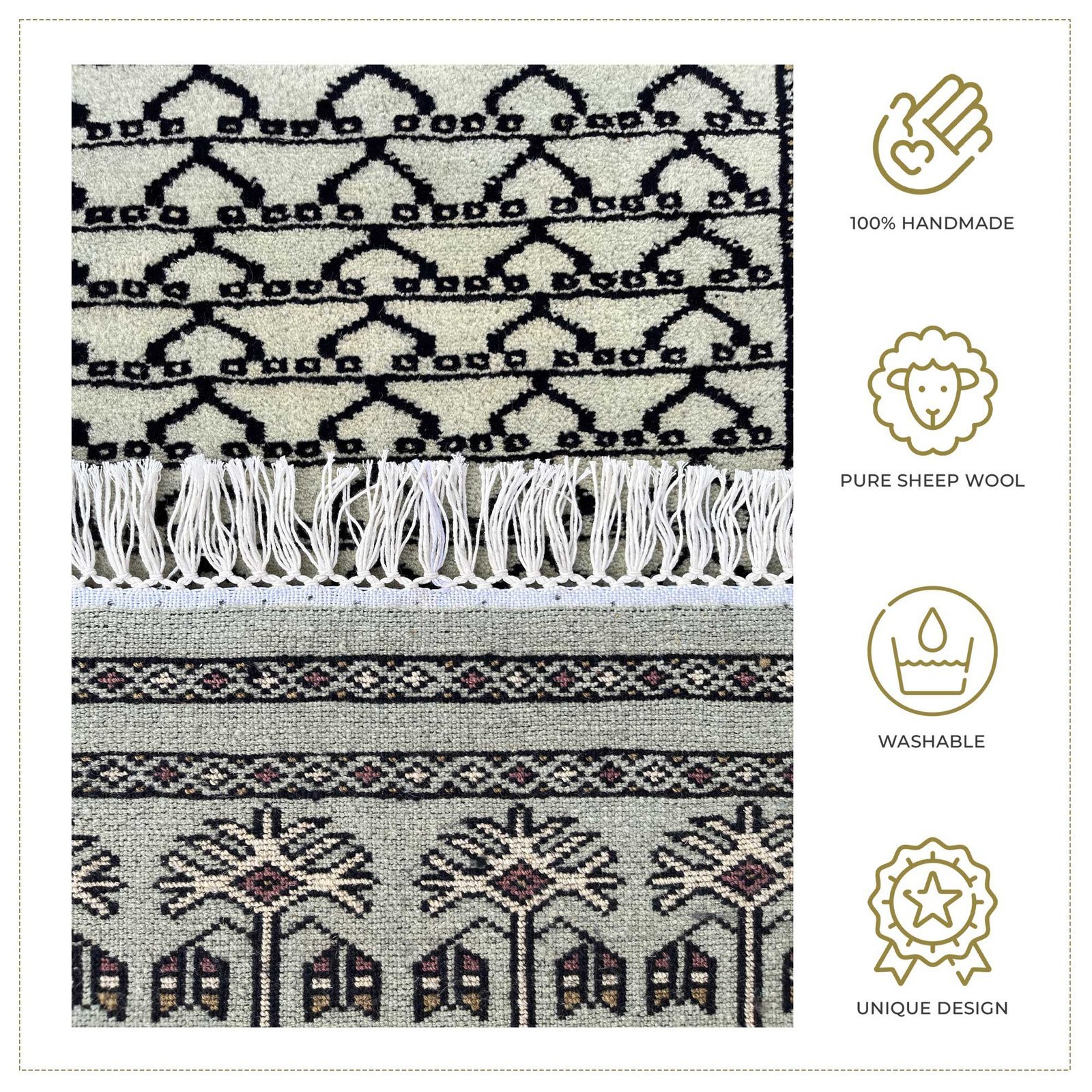 2.5x8 feet Parda Fade Olive Hand Knotted Wool Carpet - Image 2