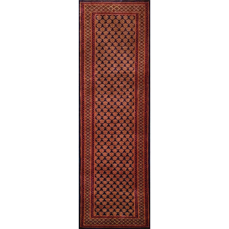 2.5x8 Feet Hand Knotted Black Wool Carpet Lichi