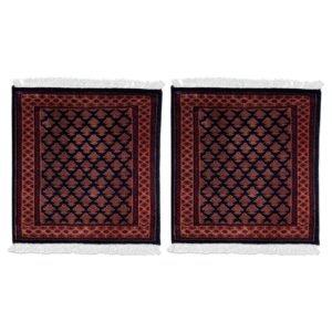 2x2 ft Pair Hand Knotted Woolen Carpet Black Lichi