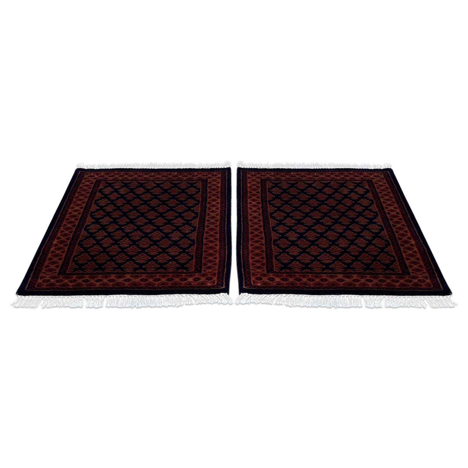 2x2 ft Pair Hand Knotted Woolen Carpet Black Lichi - Image 2