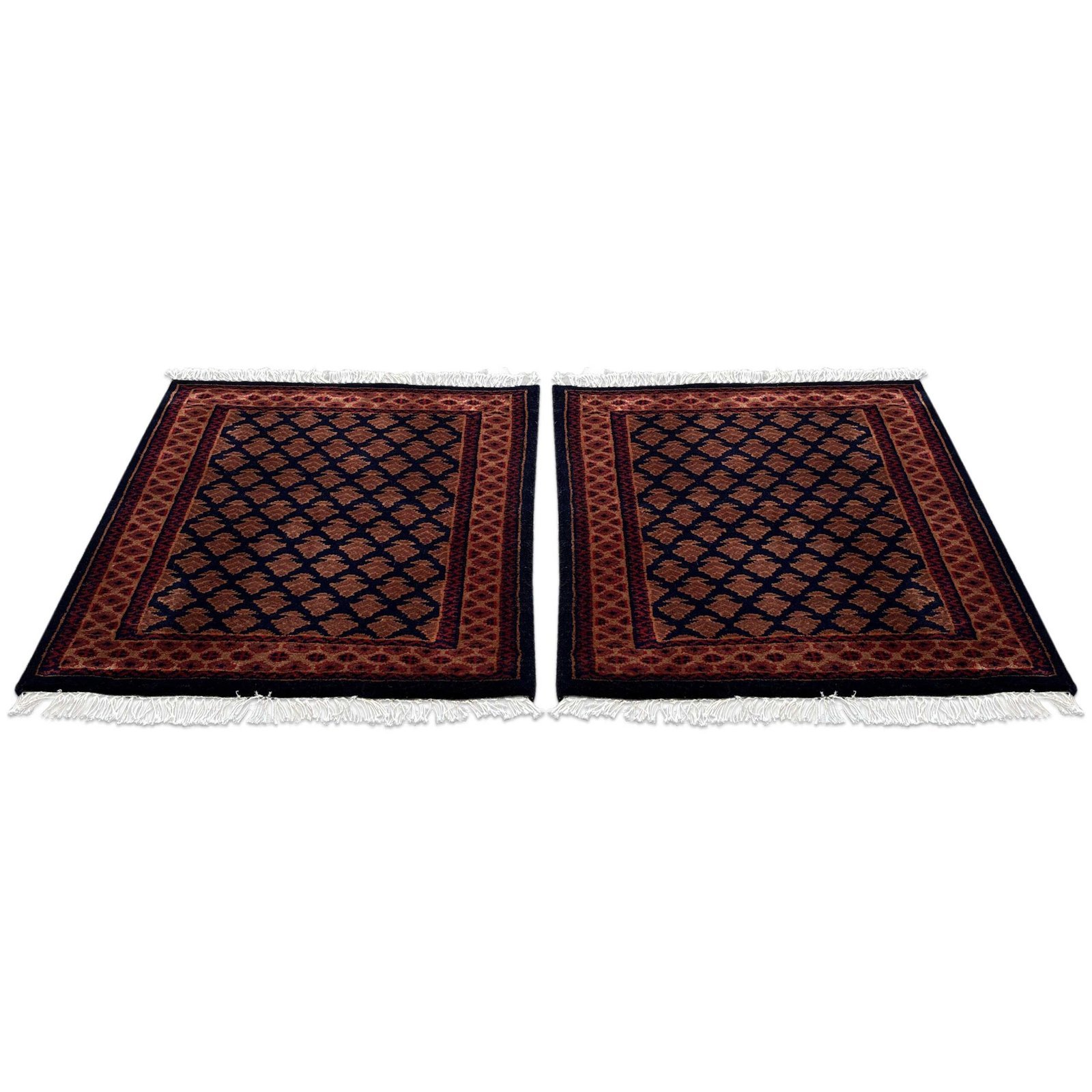 2x2 ft Pair Hand Knotted Woolen Carpet Black Lichi - Image 4