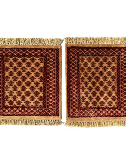 2x2 Feet Hand Knotted Camel Wool Carpet 2 PCs
