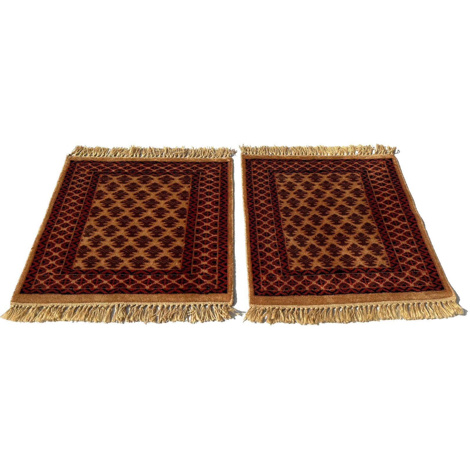 2x2 Feet Hand Knotted Camel Wool Carpet 2 PCs - Image 3