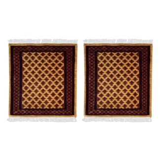 2x2 ft Pair Hand Knotted Woolen Carpet Camel Lichi