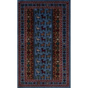 2x3 Handmade Hand Knotted Wool Carpet Bakri Bluish Gray