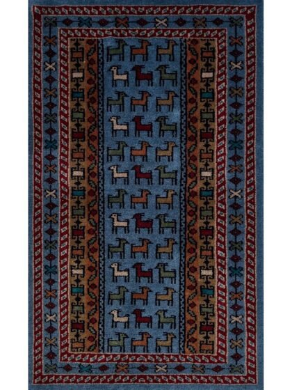 2x3 Handmade Hand Knotted Wool Carpet Bakri Bluish Gray