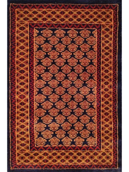 2x3 Feet Hand Knotted Wool Carpet Lichi Black