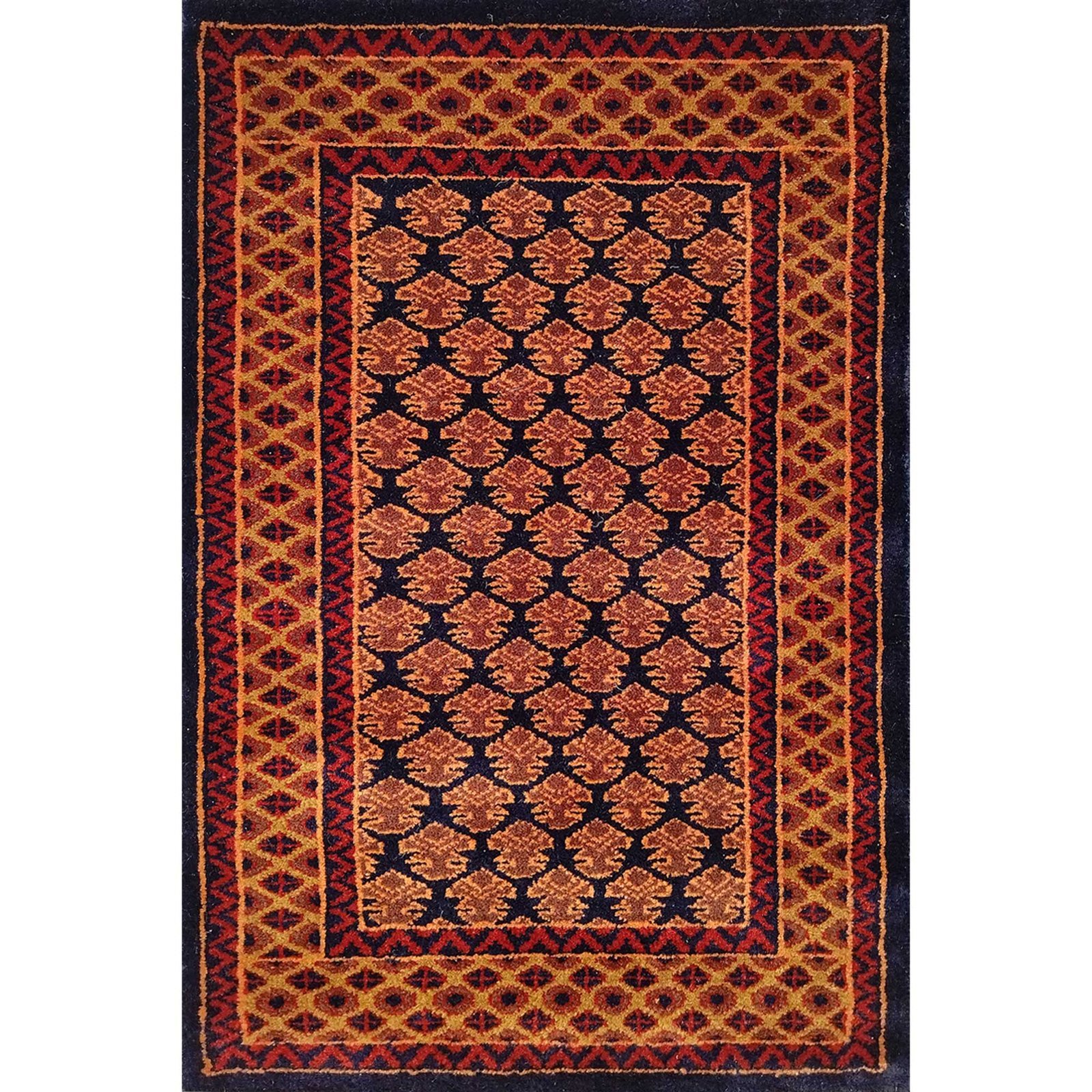 2x3 Feet Hand Knotted Wool Carpet Lichi Black