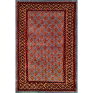 2x3 Feet Hand Knotted Wool Carpet Blue Lichi