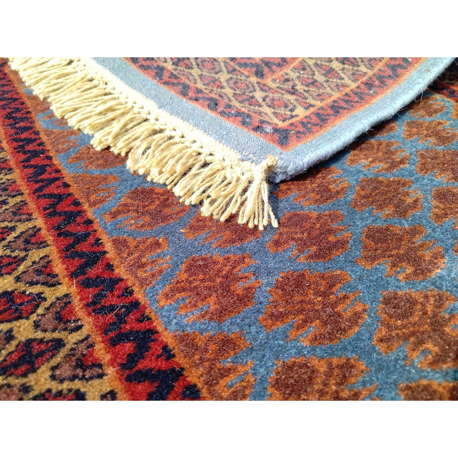 2x3 Feet Hand Knotted Wool Carpet Blue Lichi - Image 3
