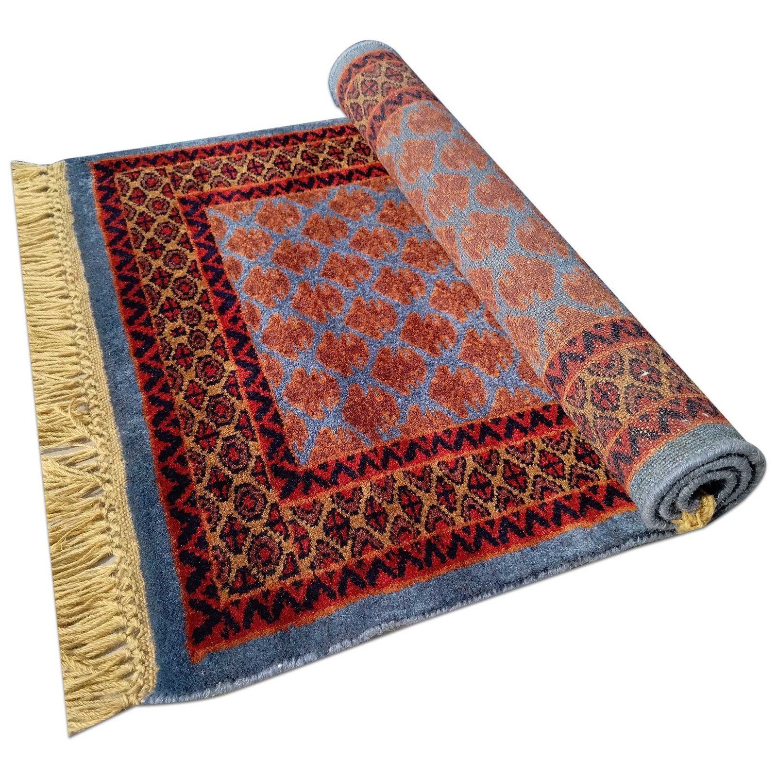 2x3 Feet Hand Knotted Wool Carpet Blue Lichi - Image 5