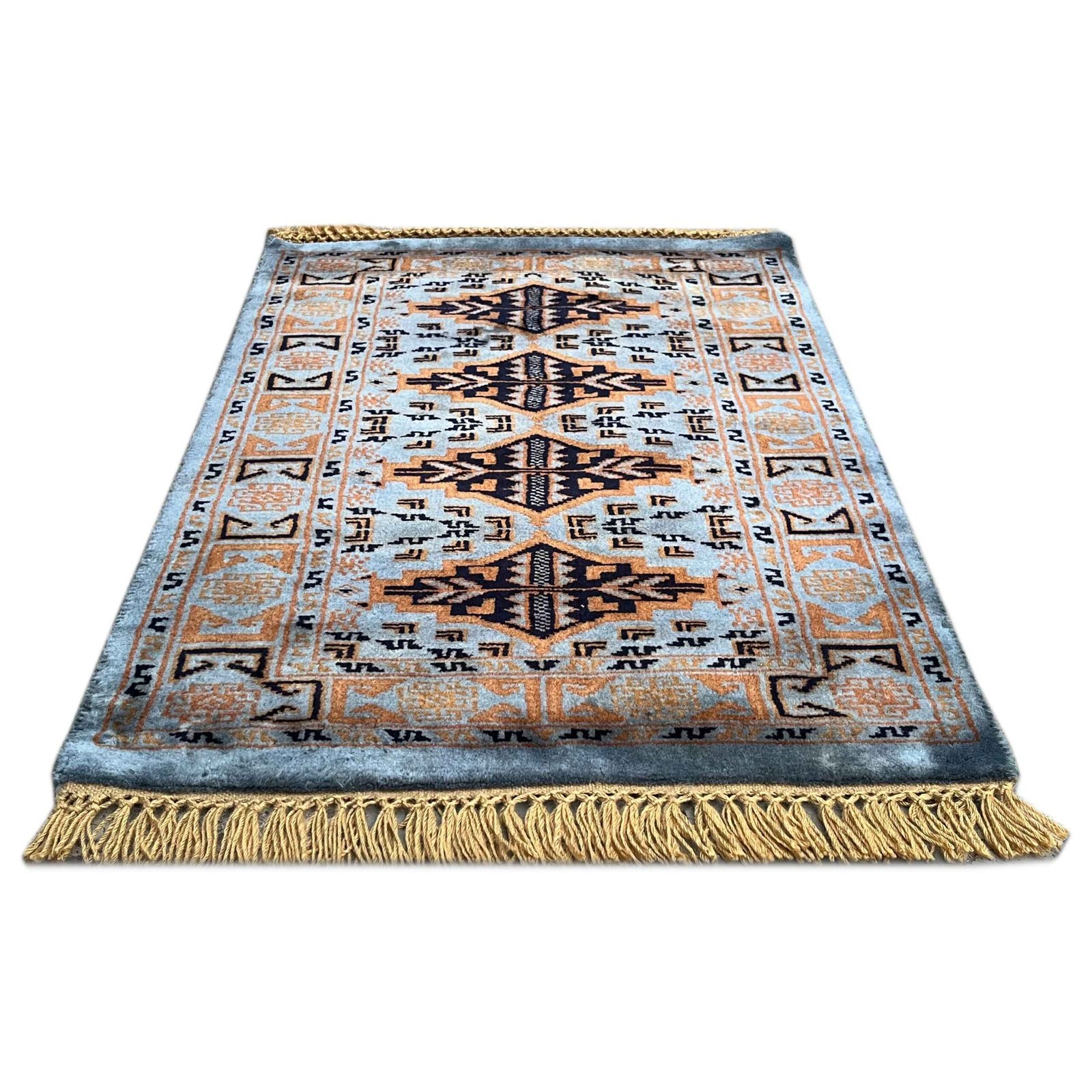 2x3 ft Handmade Gray Wool Bukhara Carpet - Image 6