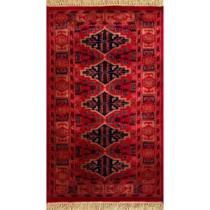 2x3 ft Hand Knotted Wool Carpet Bukara Red