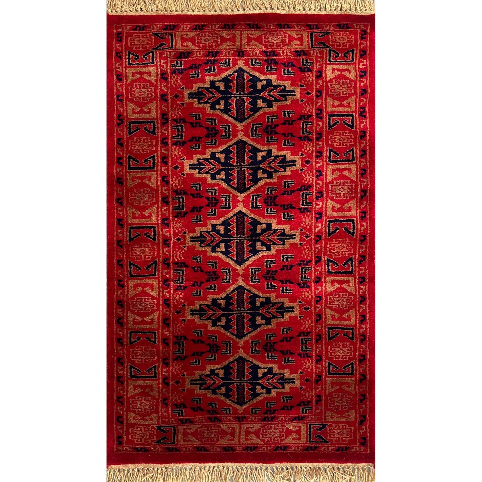 2x3 ft Hand Knotted Wool Carpet Bukara Red