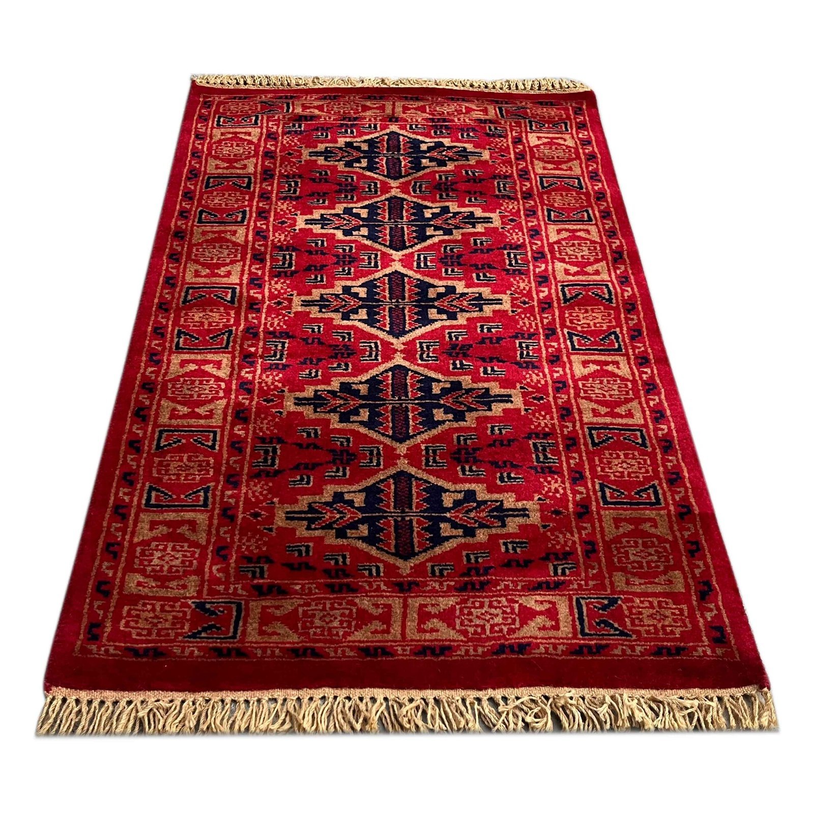 2x3 ft Hand Knotted Wool Carpet Bukara Red - Image 2