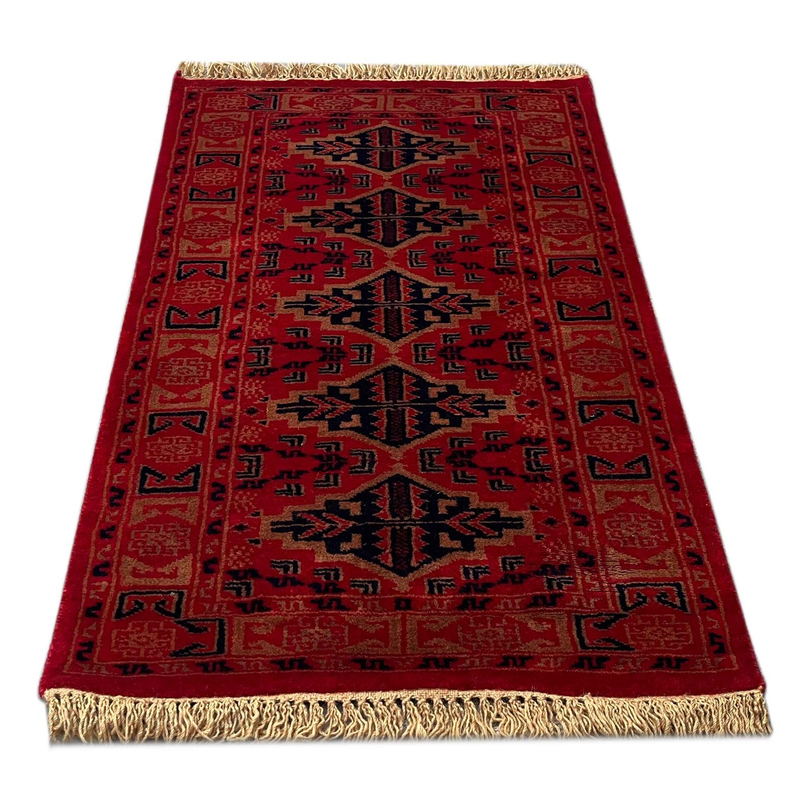 2x3 ft Hand Knotted Wool Carpet Bukara Red - Image 6