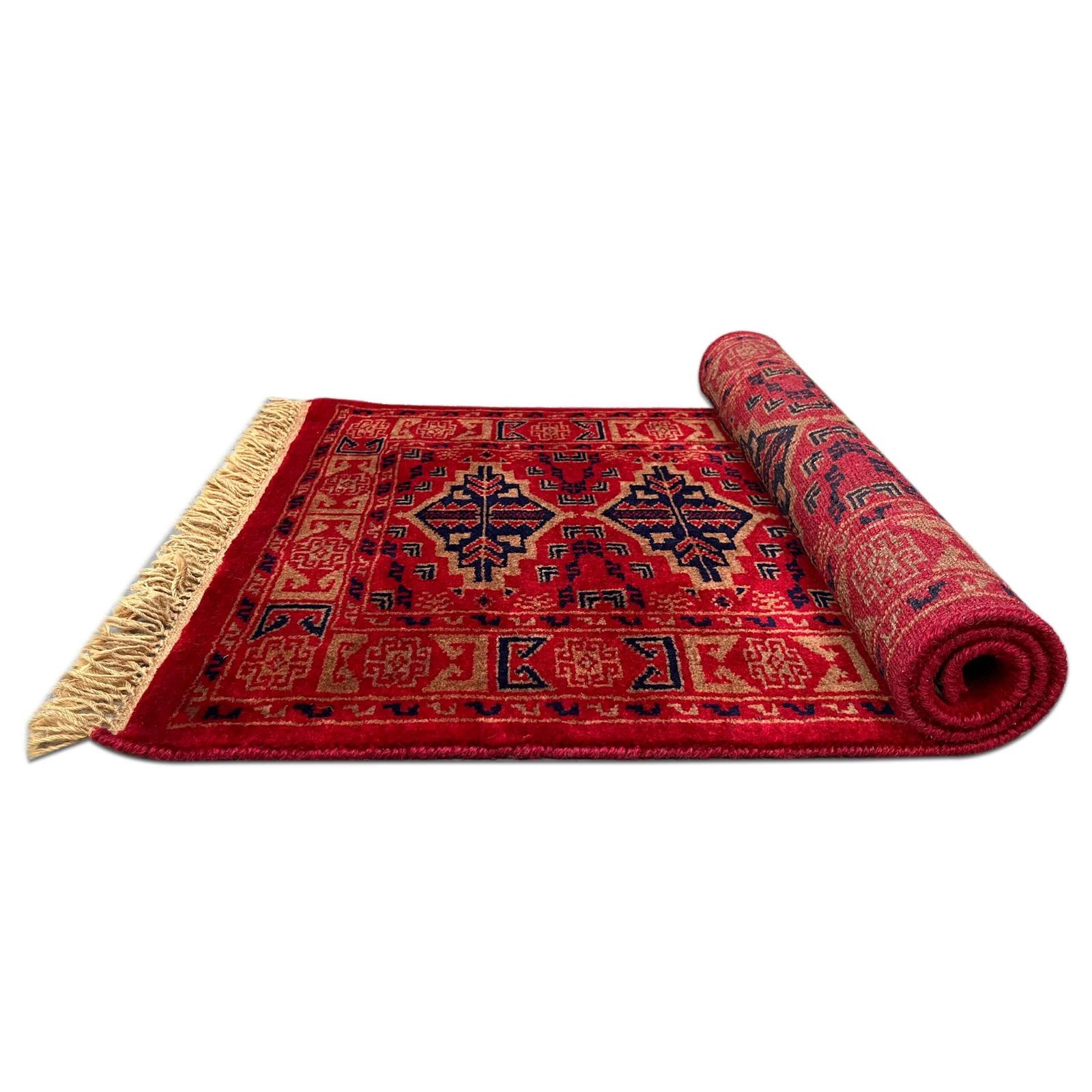 2x3 ft Hand Knotted Wool Carpet Bukara Red - Image 3