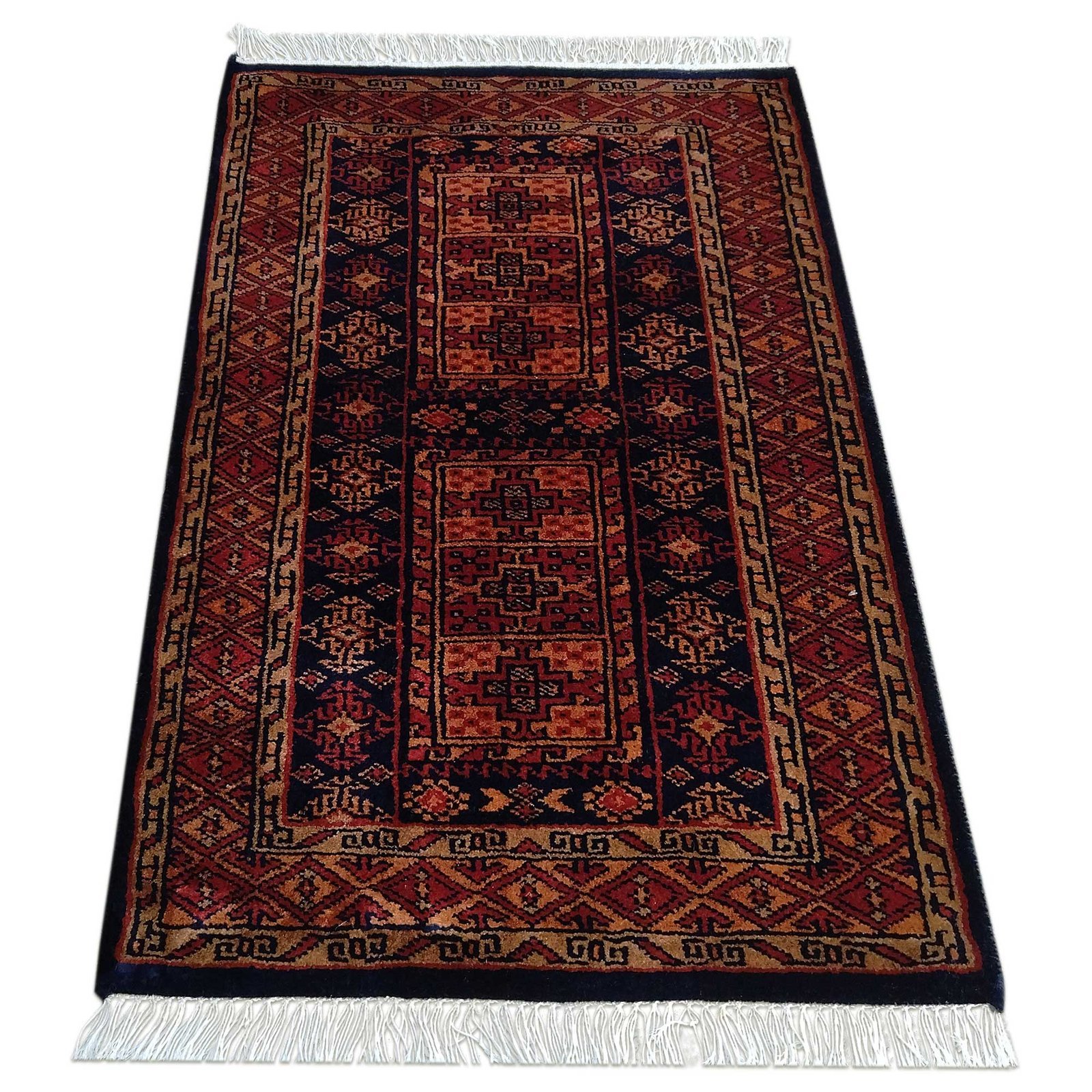 2x3 Feet Black Hand Knotted Wool Carpet Dubba - Image 3