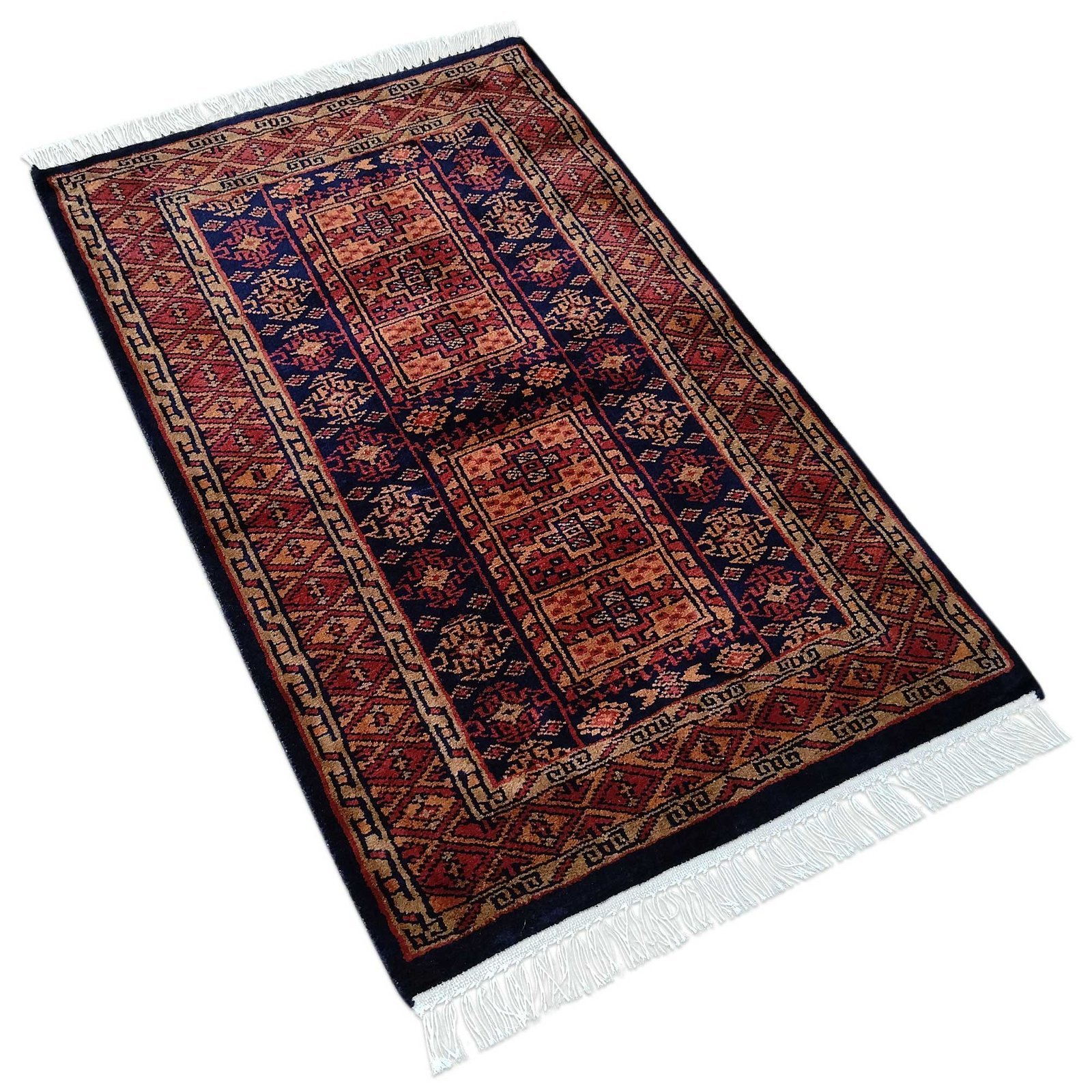 2x3 Feet Black Hand Knotted Wool Carpet Dubba - Image 4