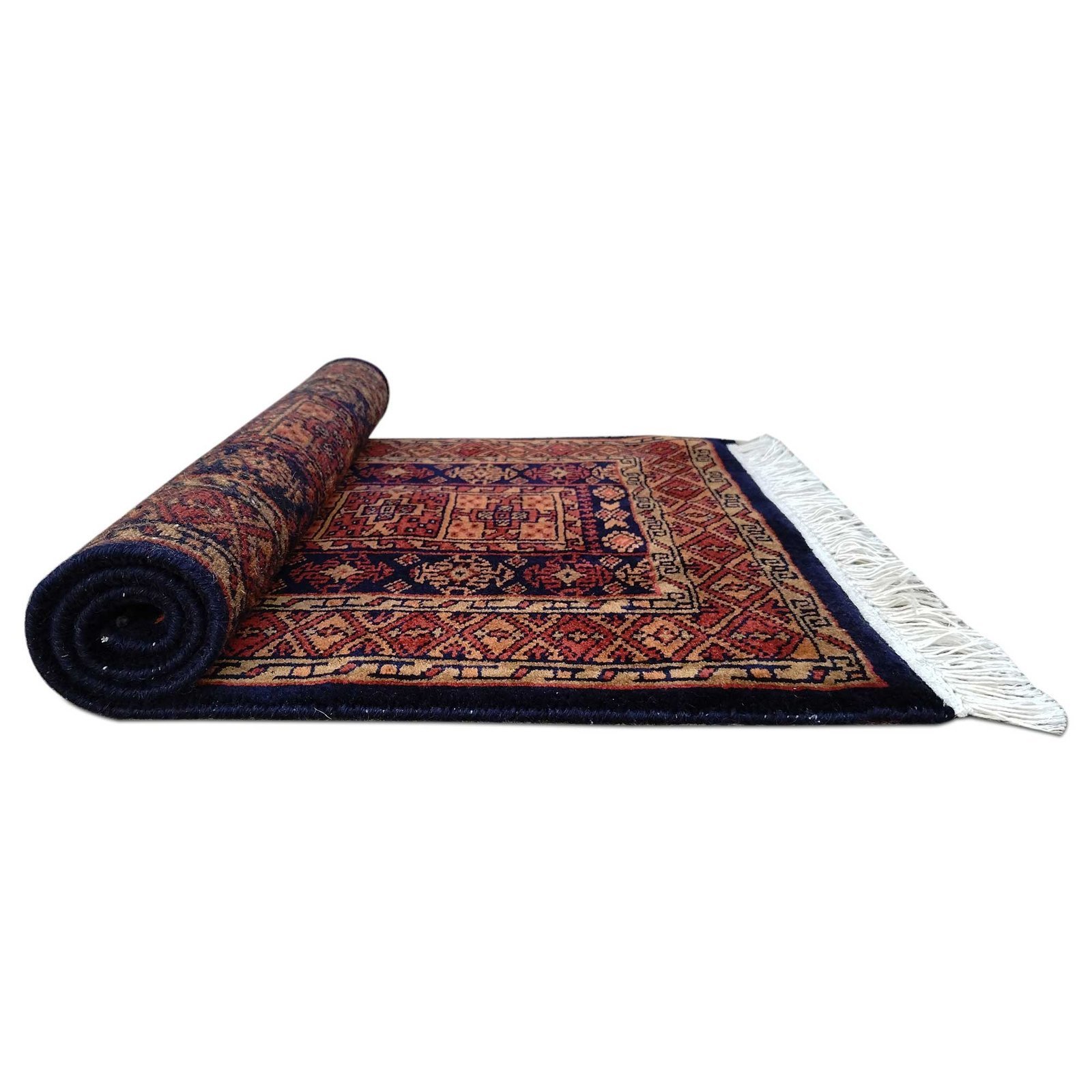 2x3 Feet Black Hand Knotted Wool Carpet Dubba - Image 5