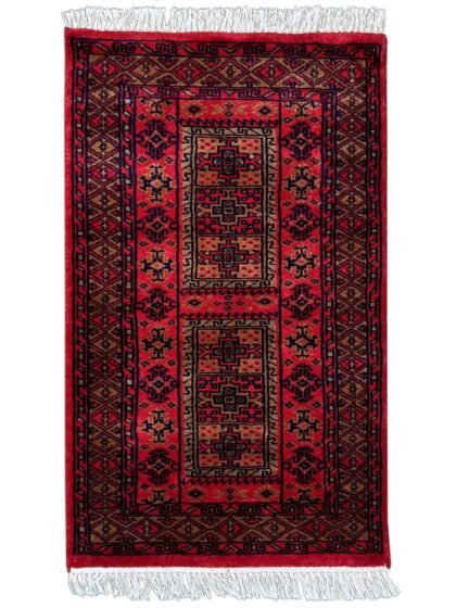 2x3 Feet Red Hand Knotted Wool Carpet Dubba