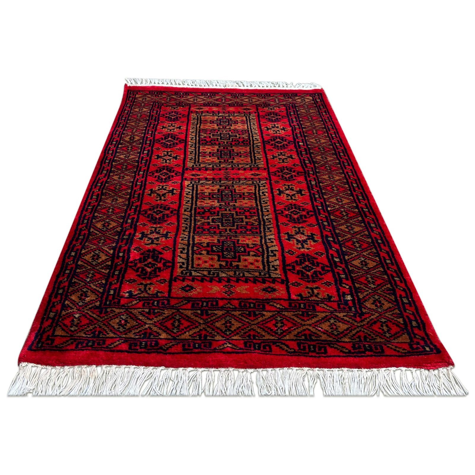 2x3 Feet Red Hand Knotted Wool Carpet Dubba - Image 3