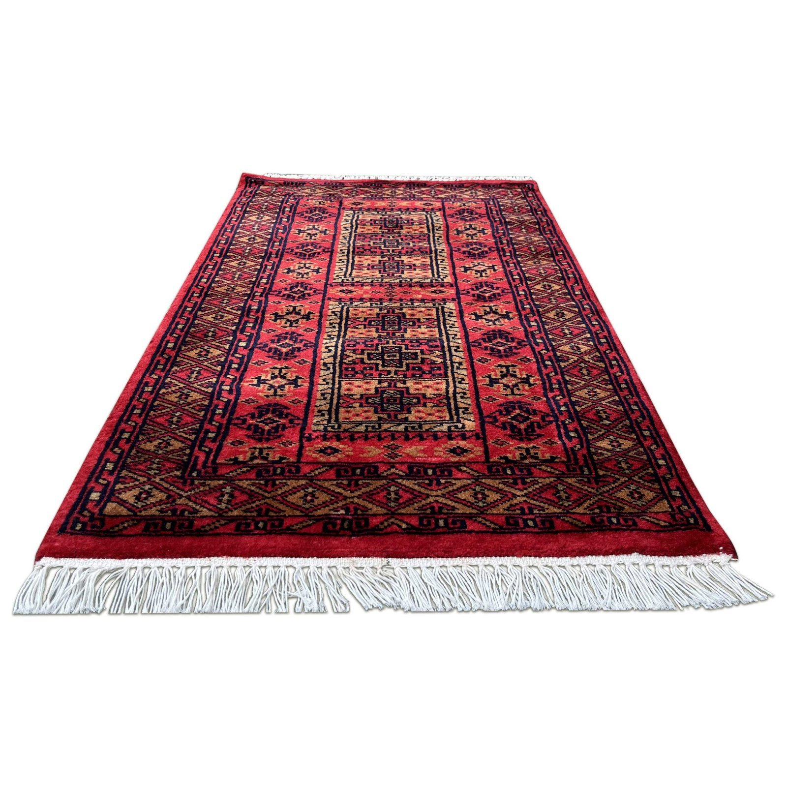 2x3 Feet Red Hand Knotted Wool Carpet Dubba - Image 4