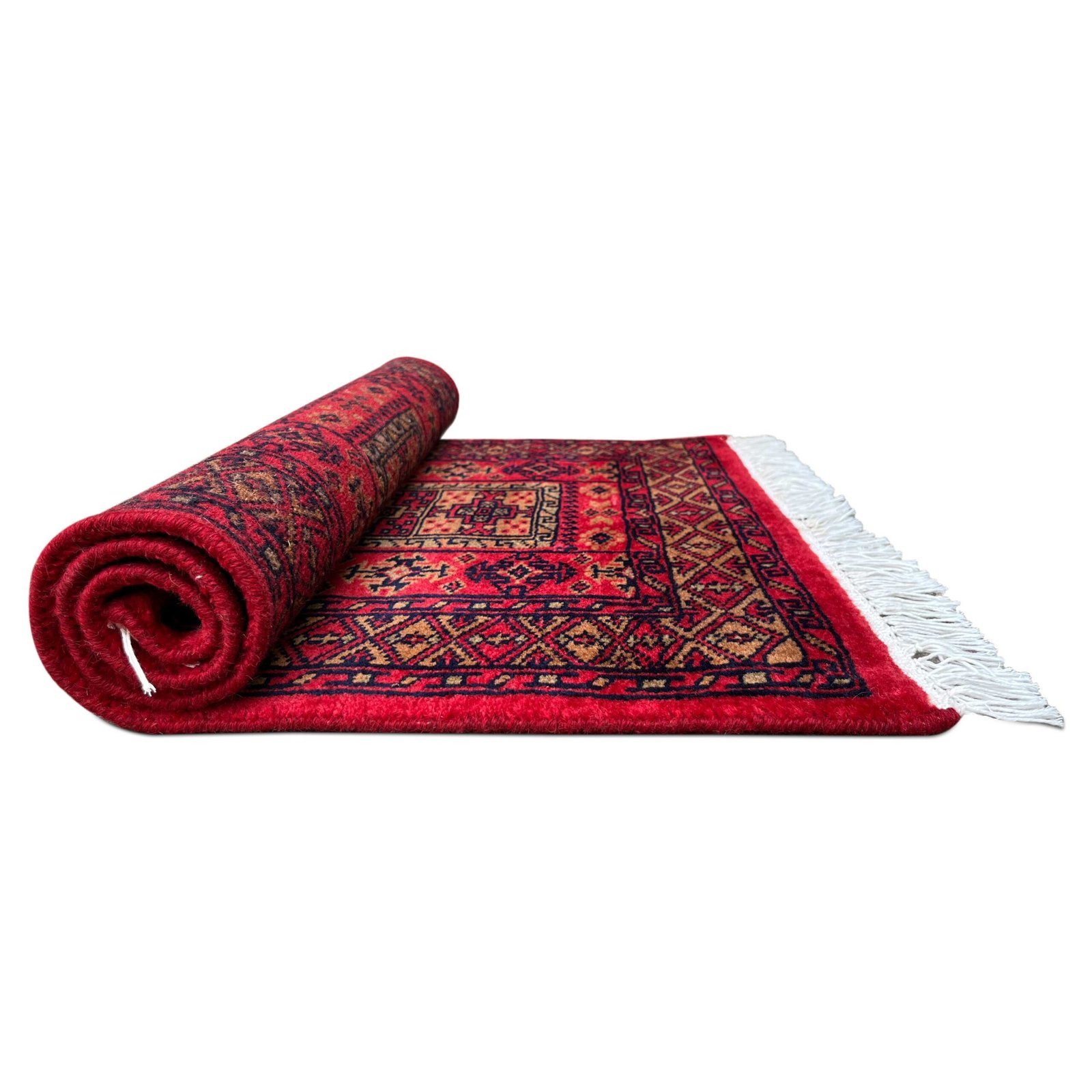 2x3 Feet Red Hand Knotted Wool Carpet Dubba - Image 5
