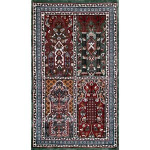 2x3 Feet Handmade Hamadan Bamboo Silk Carpet Green