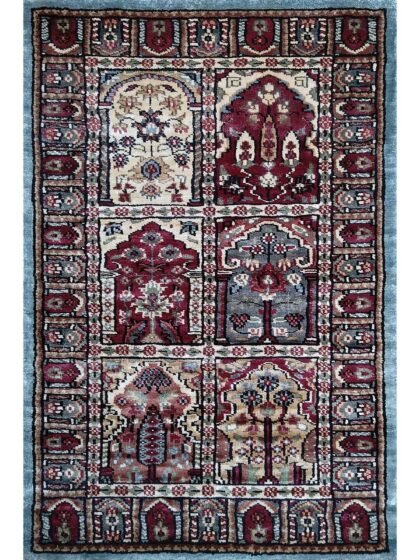 2x3 feet Hand Knotted Bamboo Silk Carpet Multi Hamadan