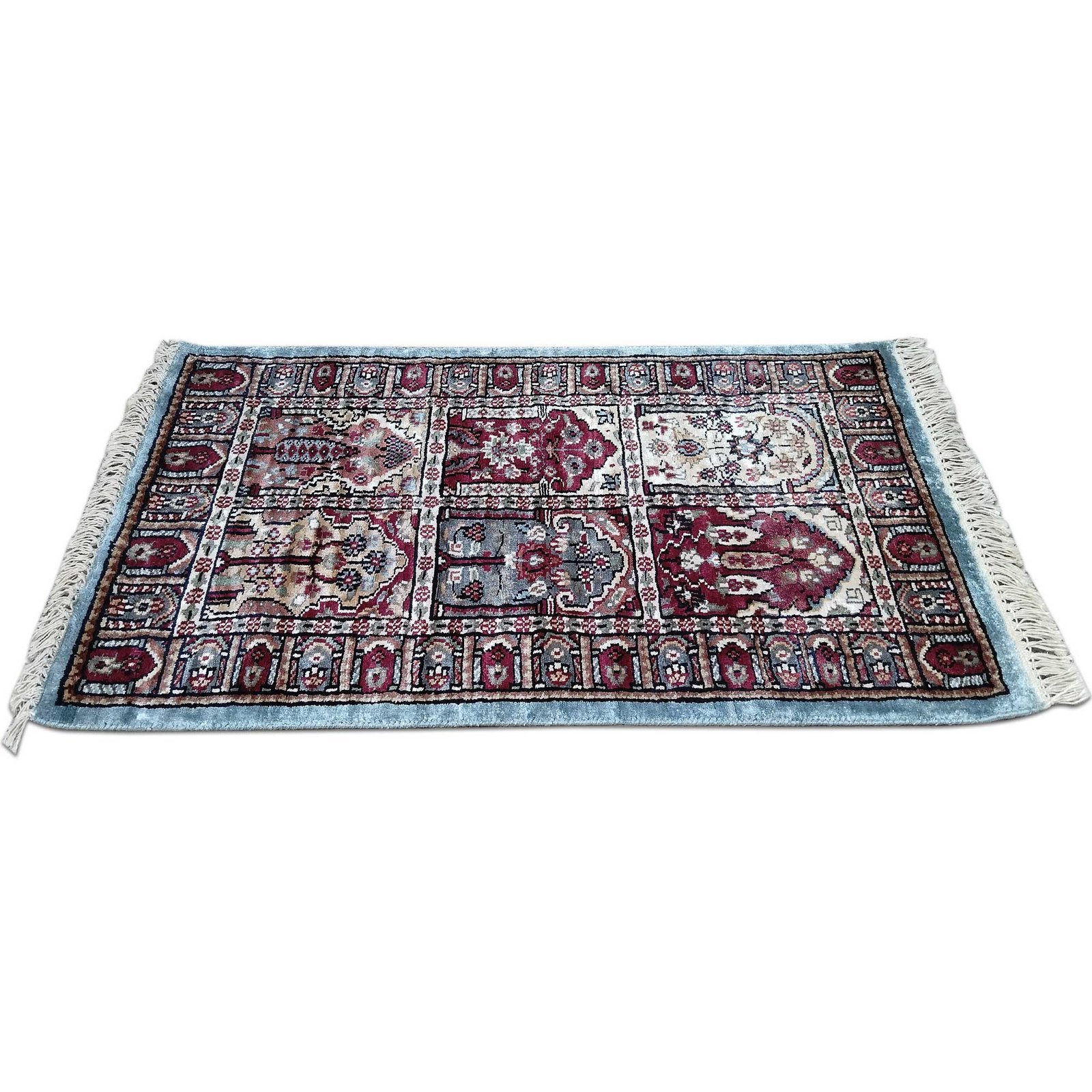 2x3 feet Hand Knotted Bamboo Silk Carpet Multi Hamadan - Image 3