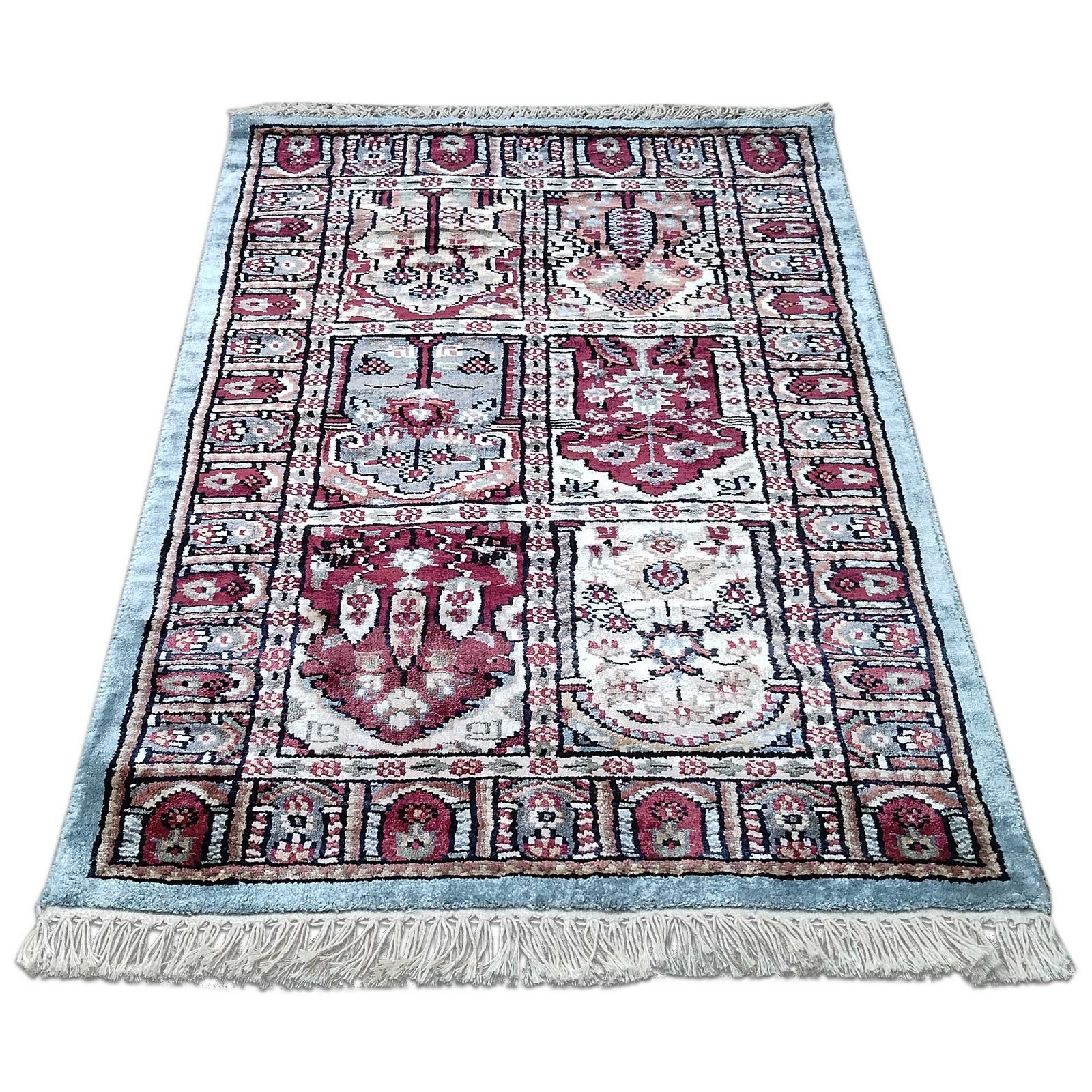 2x3 feet Hand Knotted Bamboo Silk Carpet Multi Hamadan - Image 5