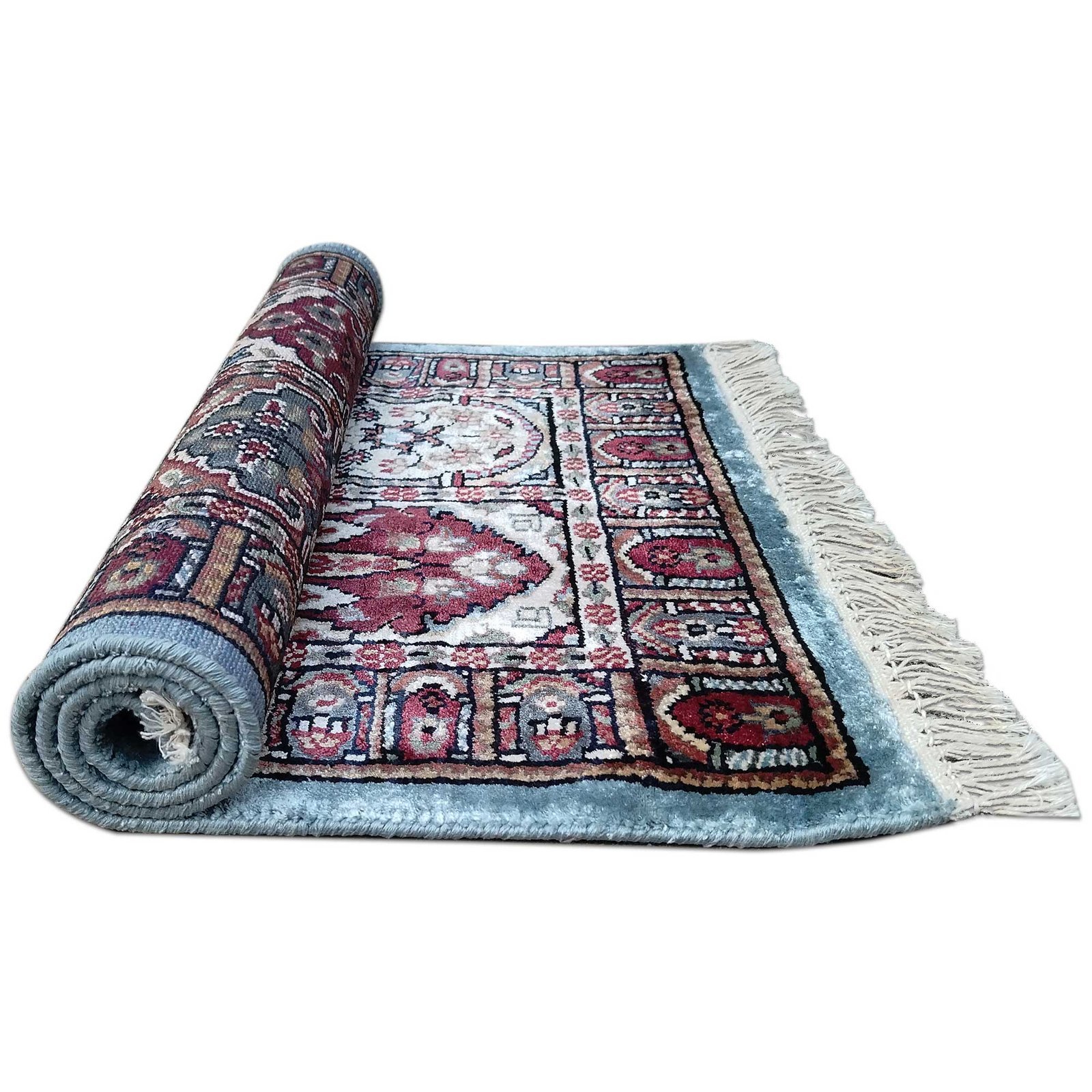 2x3 feet Hand Knotted Bamboo Silk Carpet Multi Hamadan - Image 6