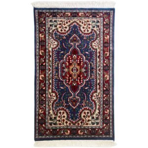 2x3 Feet Hand Knotted Persian Wool Carpet Blue